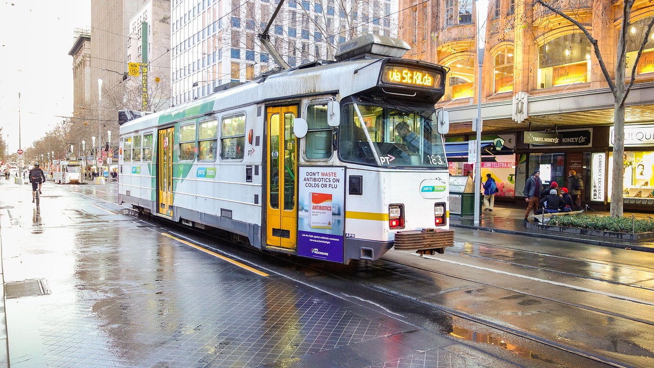 Melbourne tram in the city