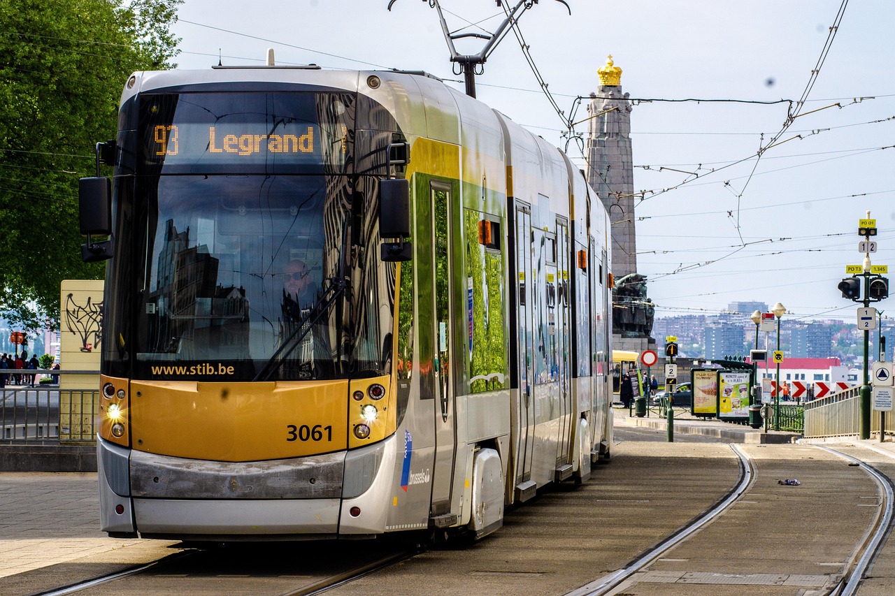 Modern tram in Brussels public transport