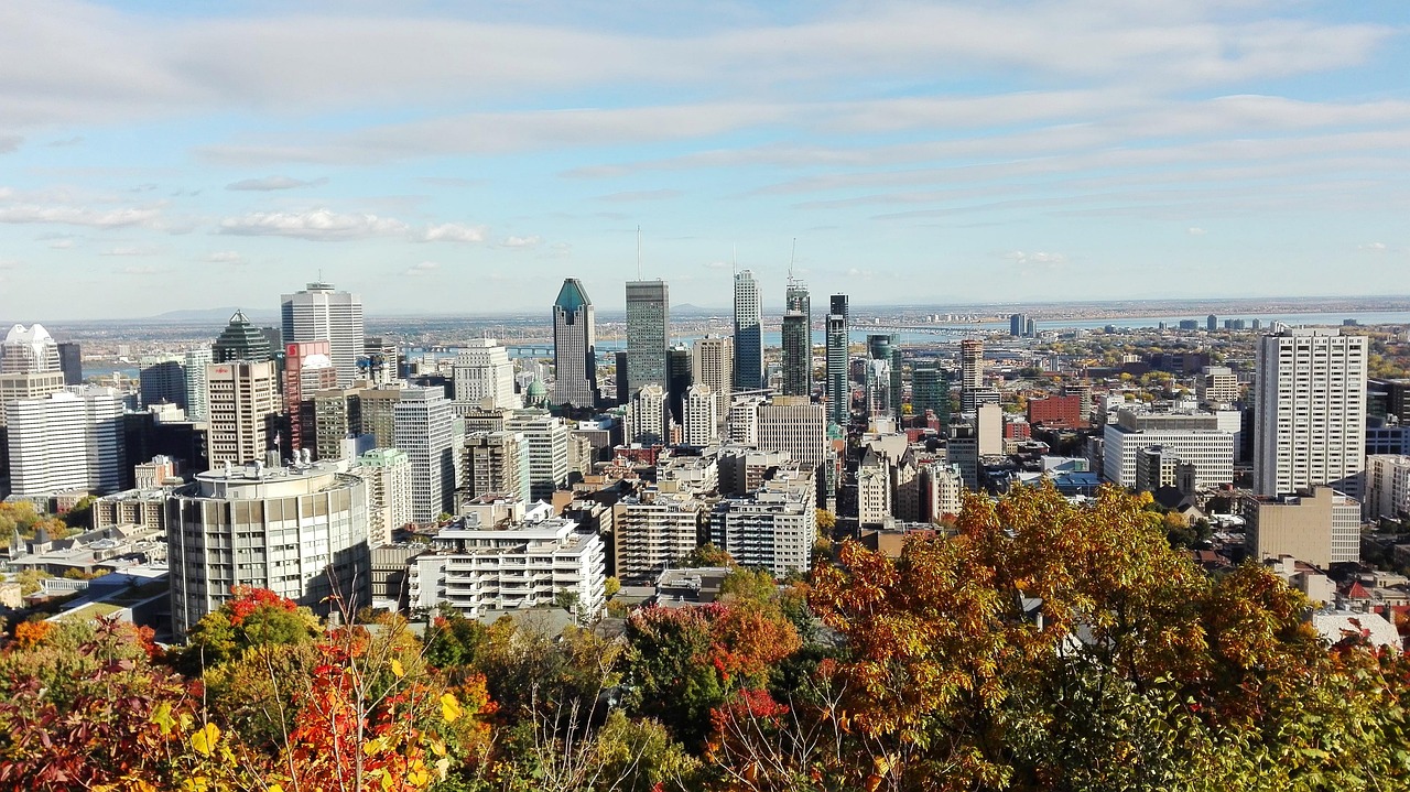 Mount Royal Kondiaronk Belvedere view over Montreal skyline