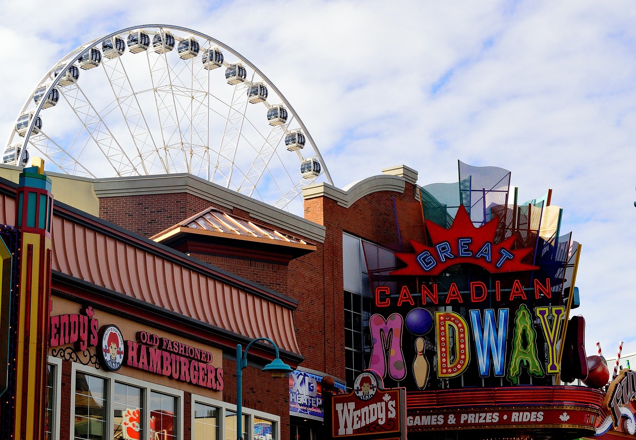 Clifton Hill attractions and lights in Niagara Falls Canada