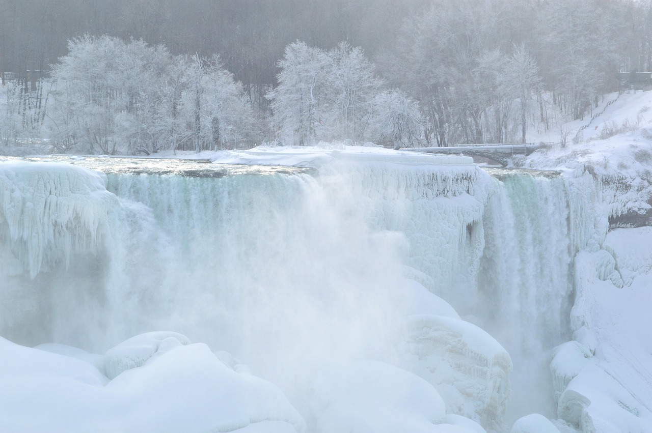 Frozen mist and winter scenery at Niagara Falls Canada
