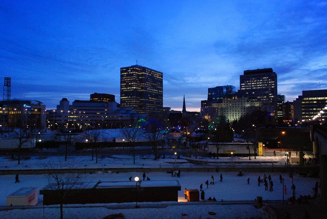 Ottawa night lights and cityscape