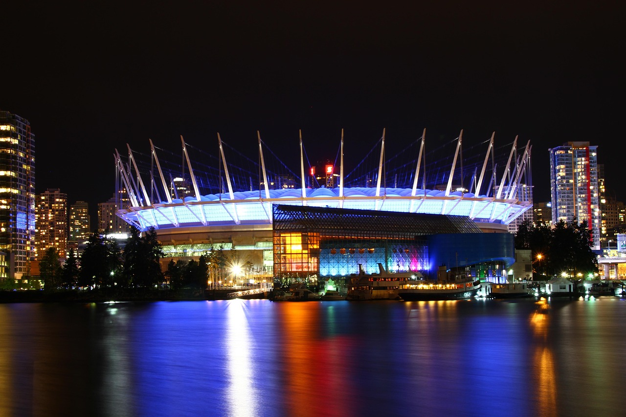 BC Place Stadium Vancouver at night