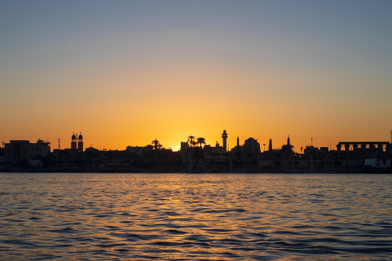 Luxor Nile skyline and temples