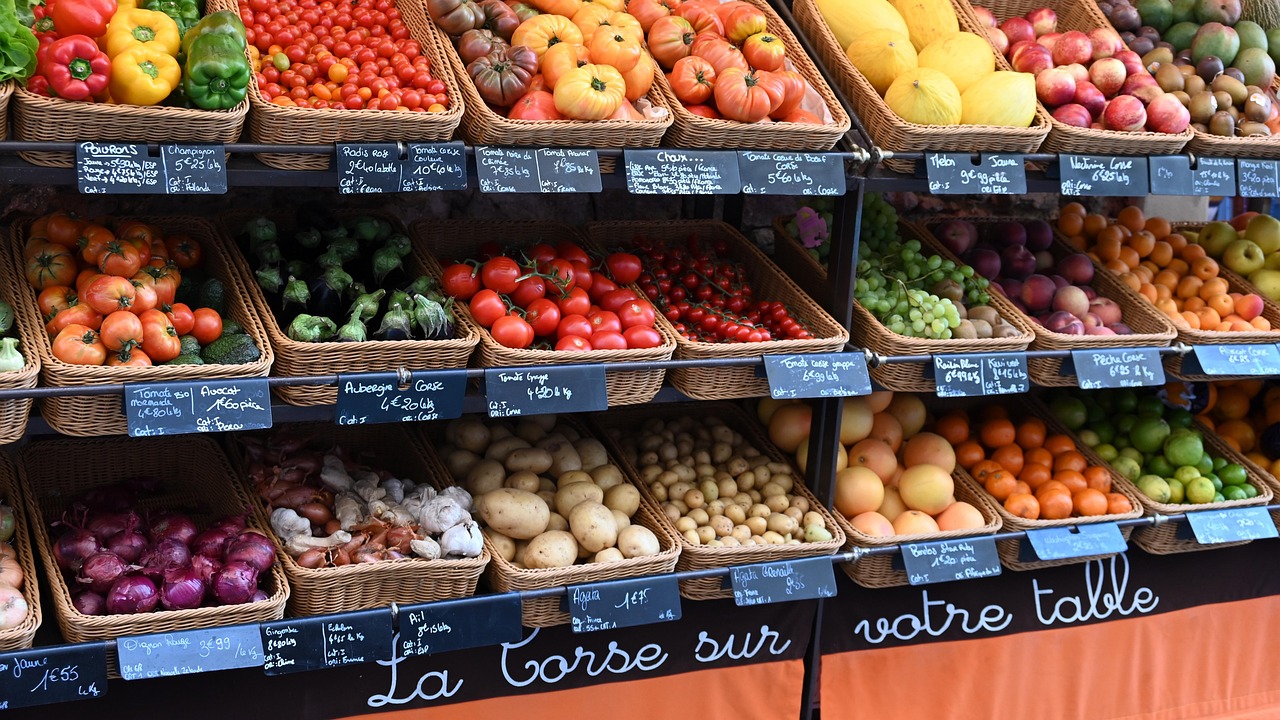 Local food market in Calvi with Corsican products