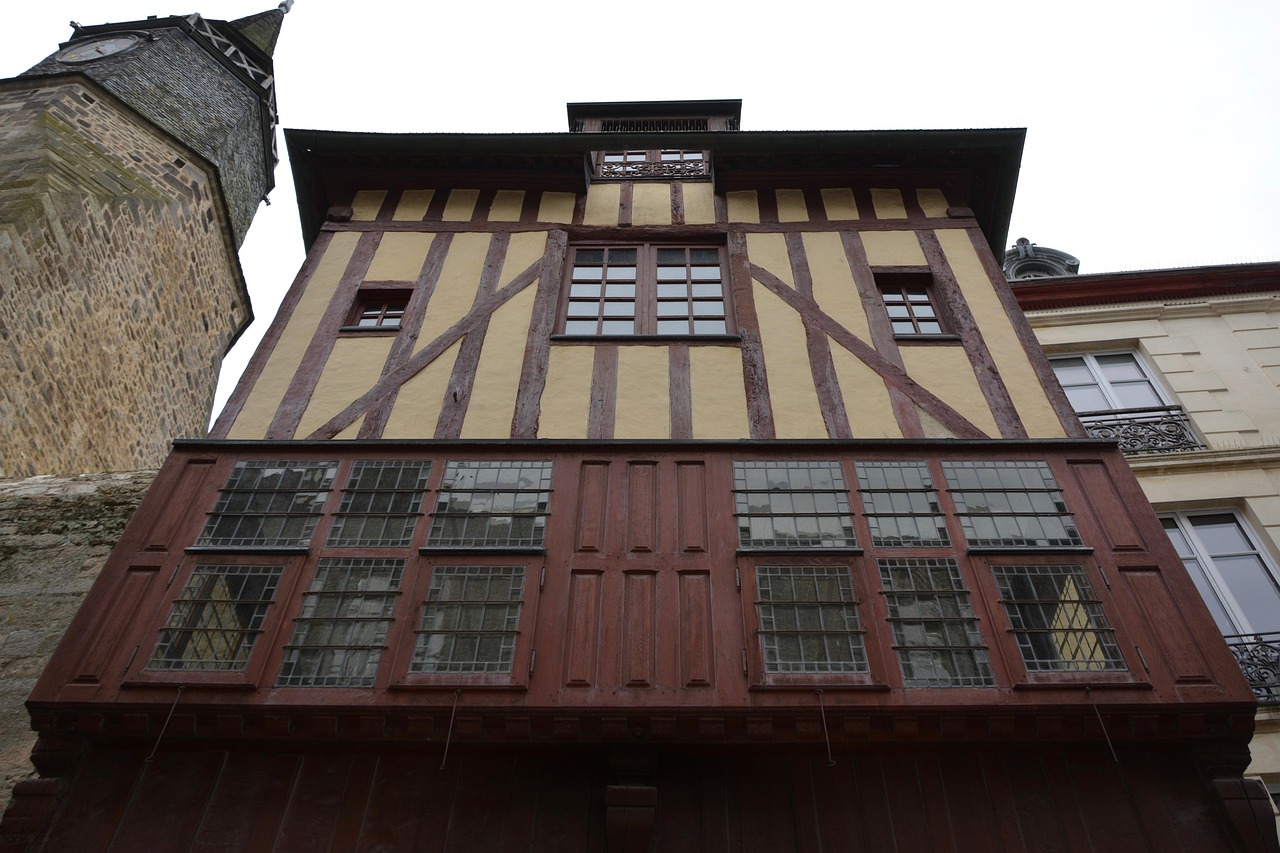 Dinan old town half-timbered houses