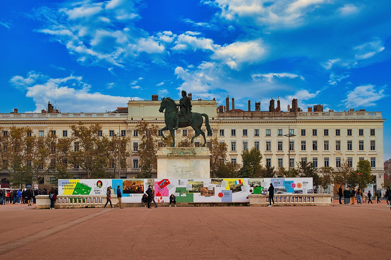 Place Bellecour main square with statue in Lyon