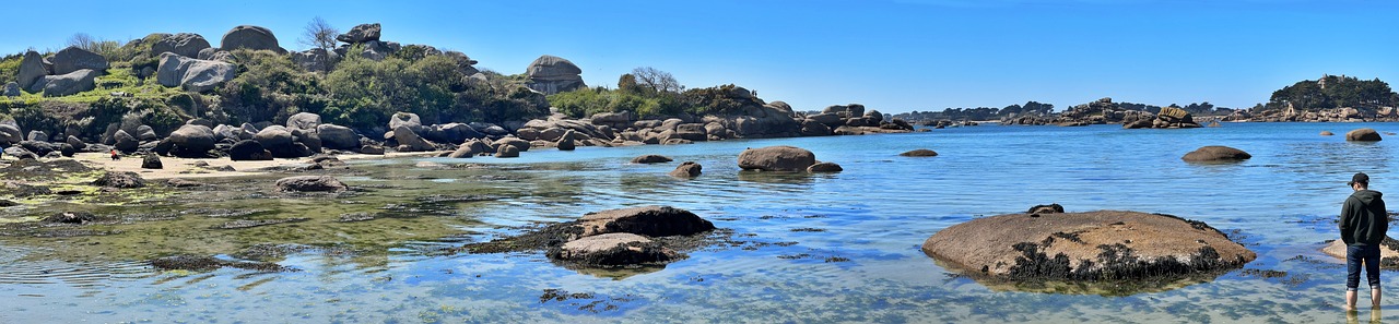 Panoramic view of the Pink Granite Coast in Brittany