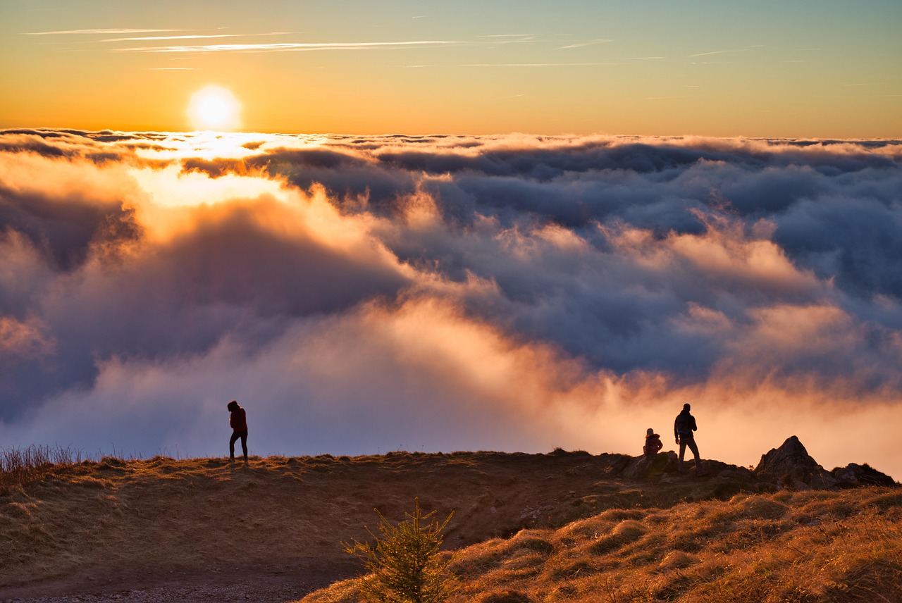 Sunset over Puy de Dôme and the Chaîne des Puys
