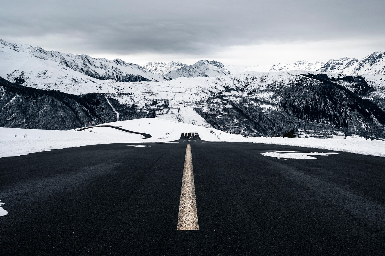 Mountain road winding through the Pyrenees