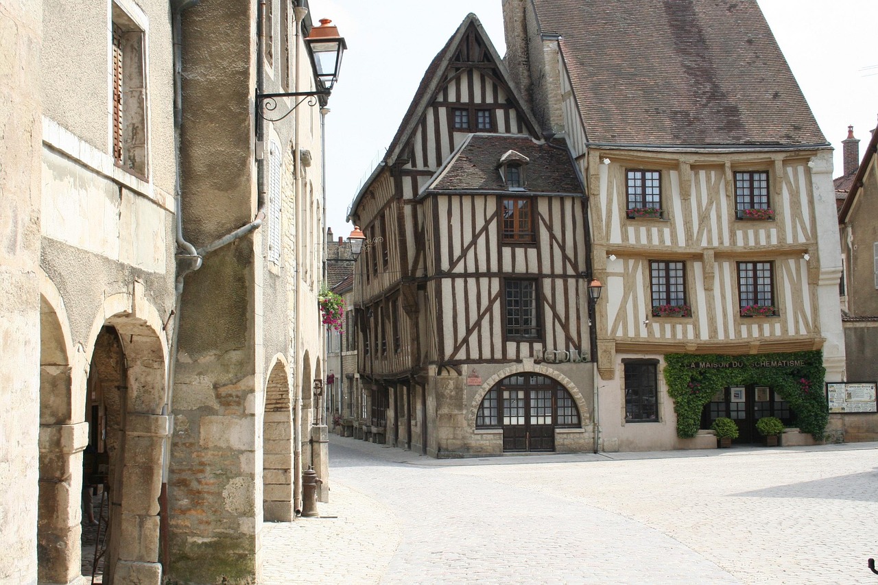 Colorful half-timbered houses in Troyes old town