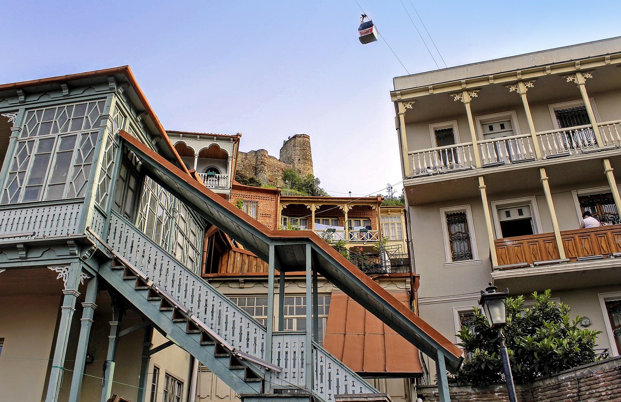 Colorful balconies in Tbilisi Old Town
