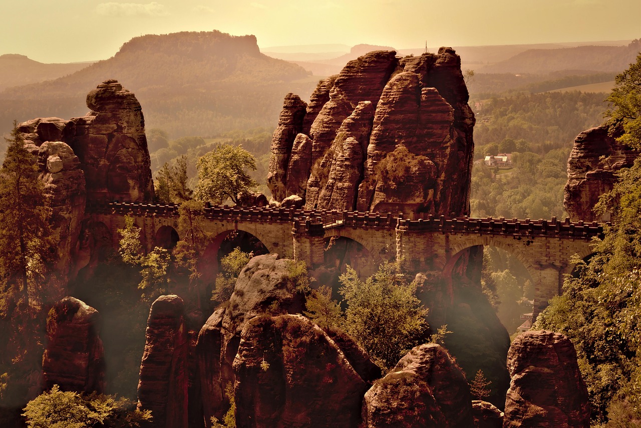 Bastei Bridge in Elbe Sandstone Mountains
