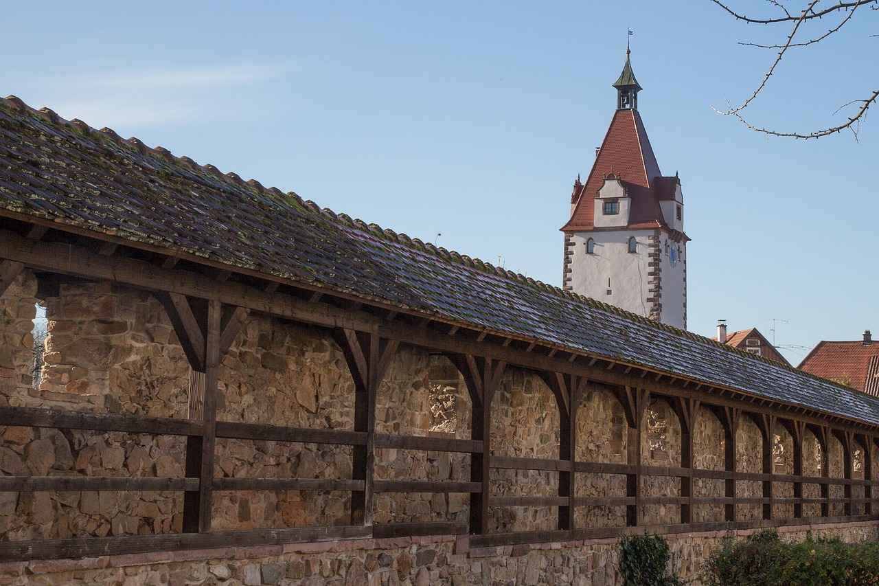 Medieval city wall and tower in Gengenbach