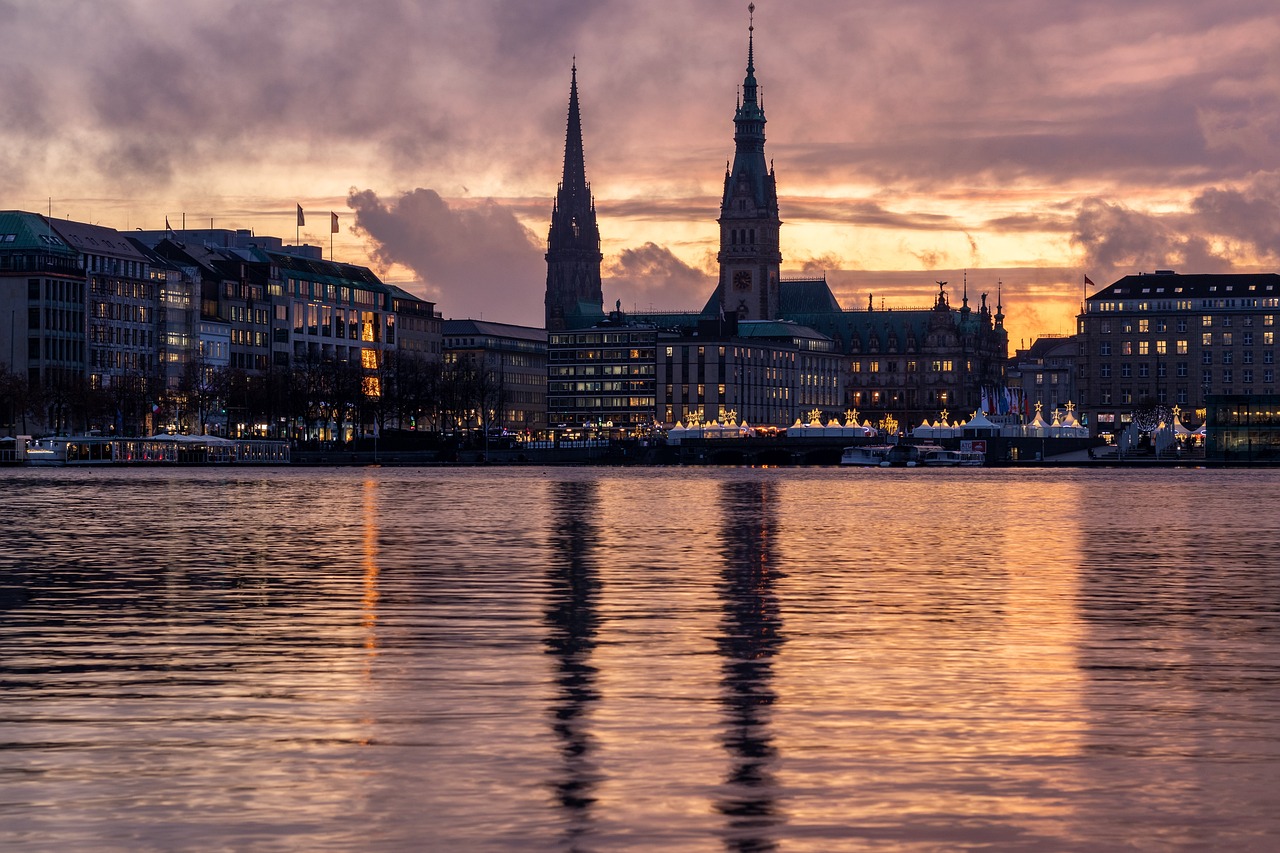 Alster Lake in Hamburg city center