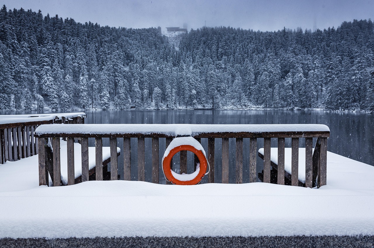 Snowy landscape around Mummelsee in winter