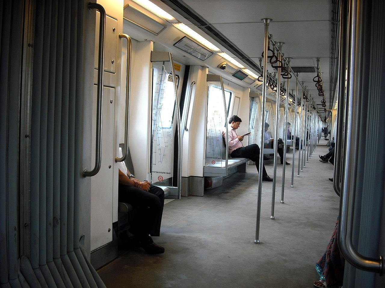 Delhi metro train at station