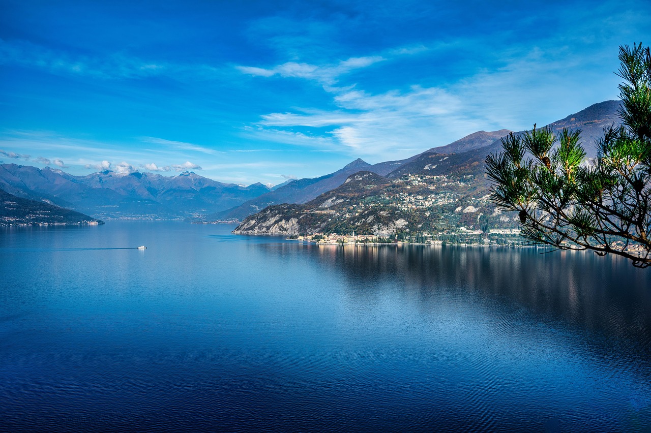 View of Bellagio and Varenna on Lake Como