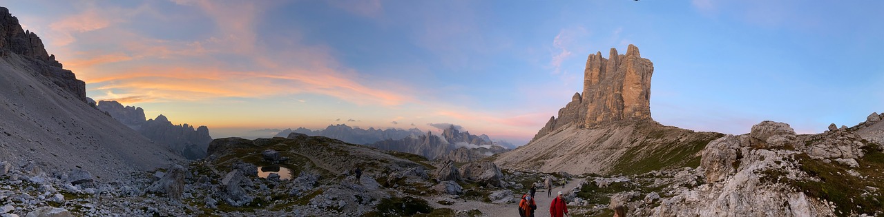 Sunrise hitting the Tre Cime di Lavaredo peaks