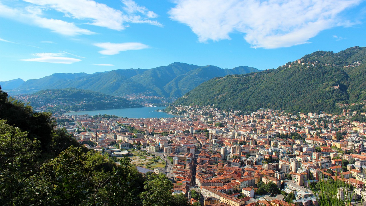 Como city and cathedral seen from the lake