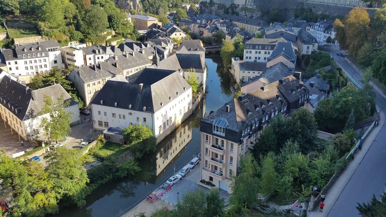 View over Luxembourg City Old Town and valleys