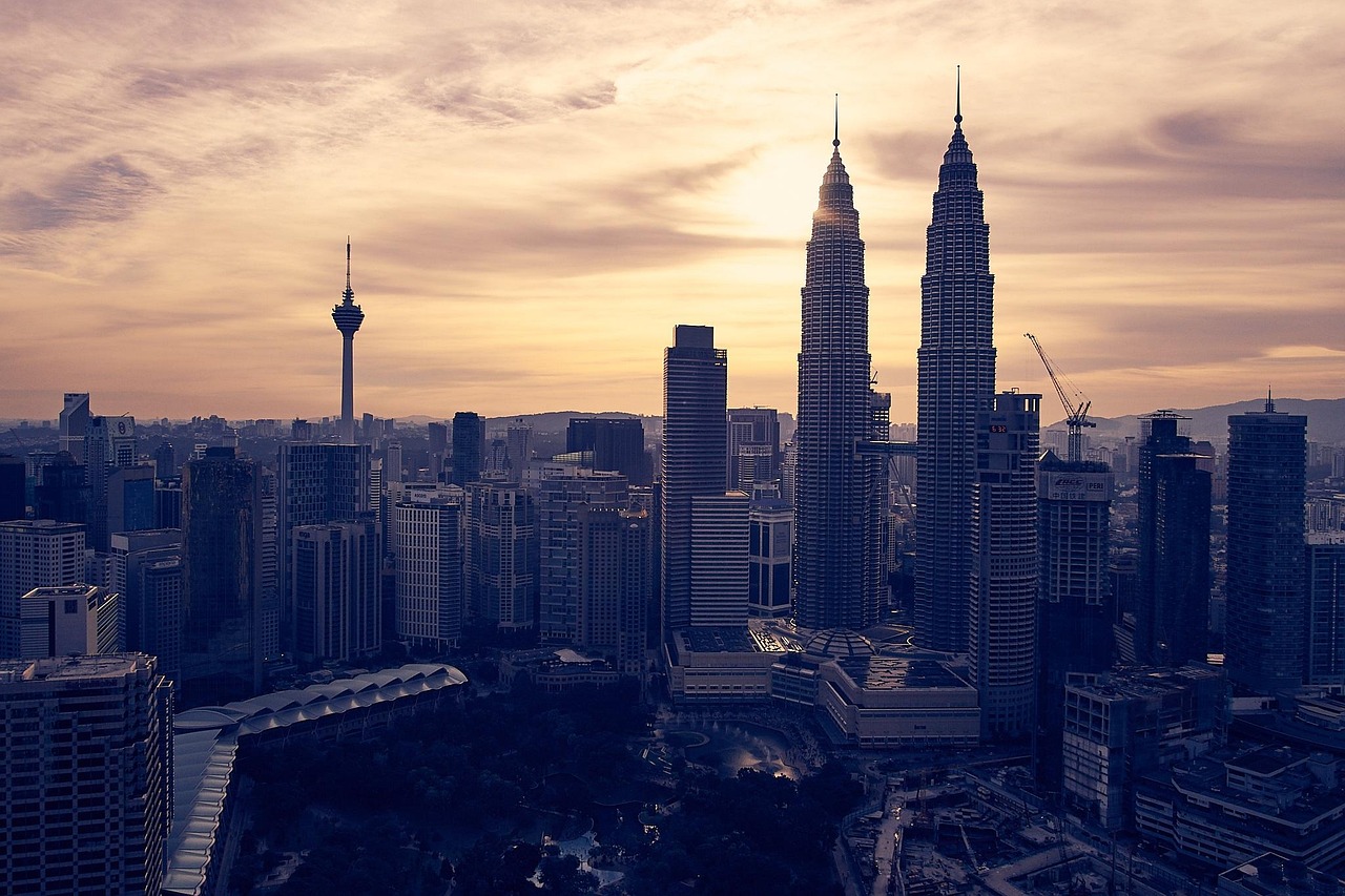 Kuala Lumpur City Centre skyline with Petronas Twin Towers