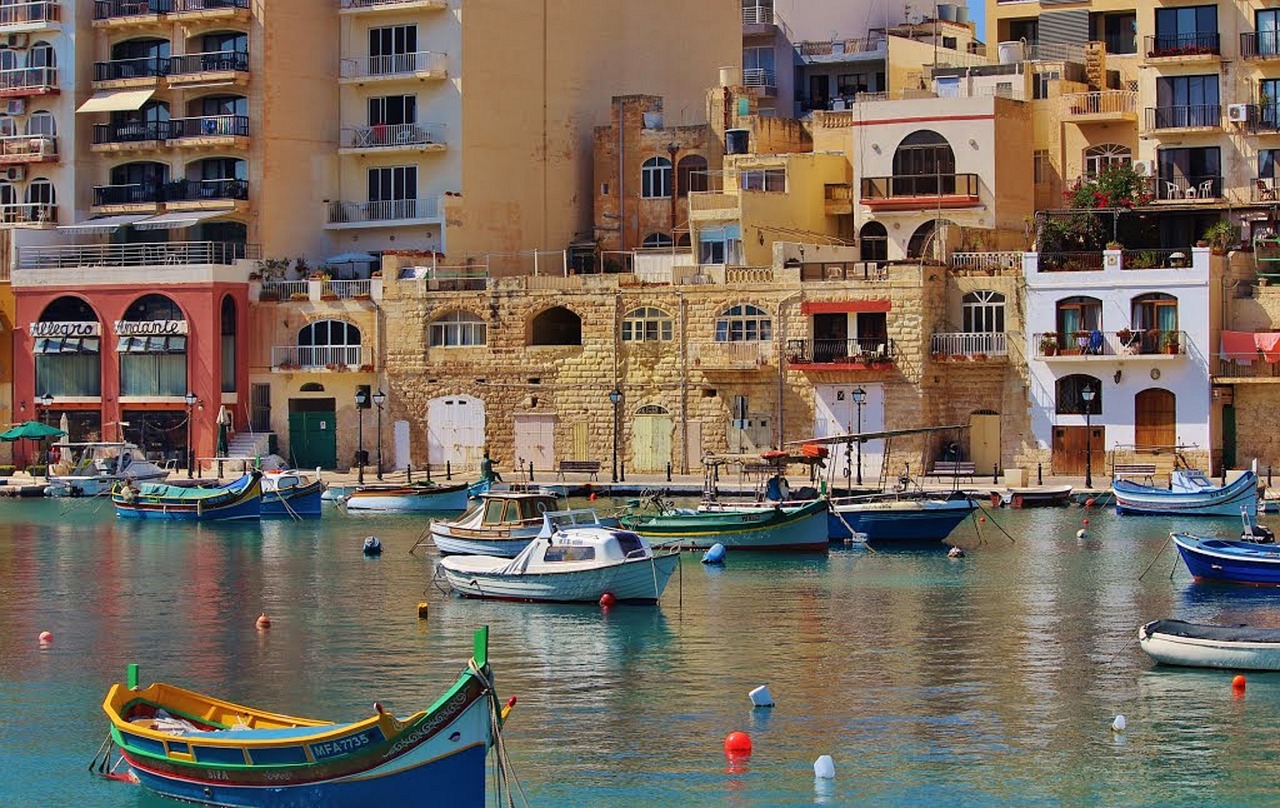 Traditional wooden balconies in Valletta