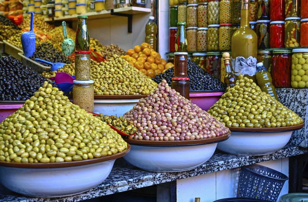 Traditional souk market in Marrakesh medina