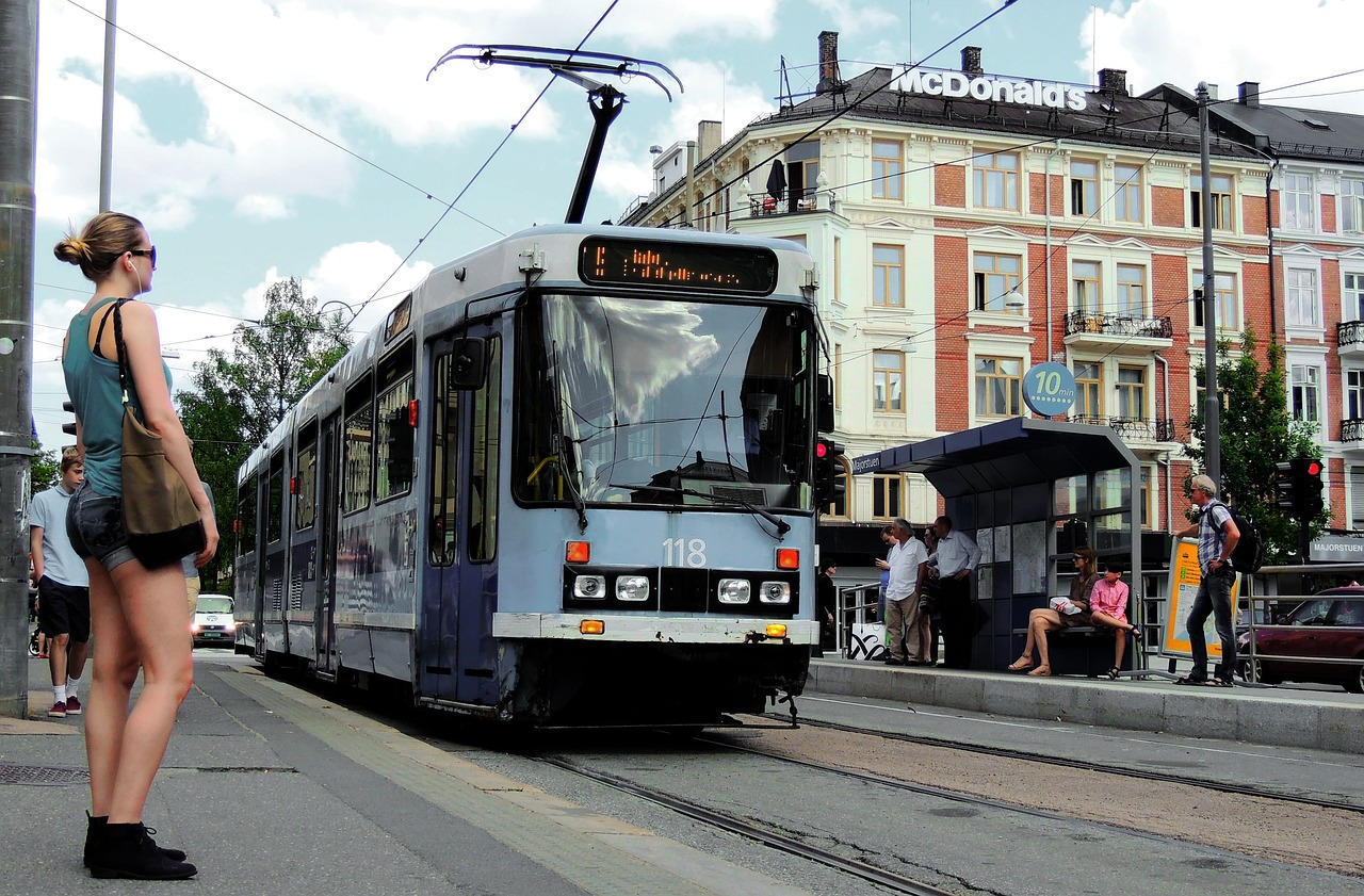 Oslo tram in city center