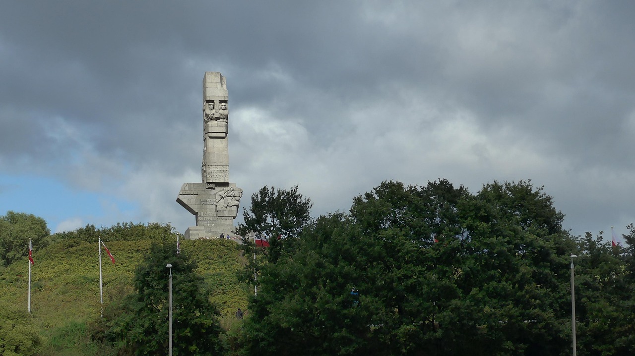 Westerplatte monument and Baltic coast near Gdansk