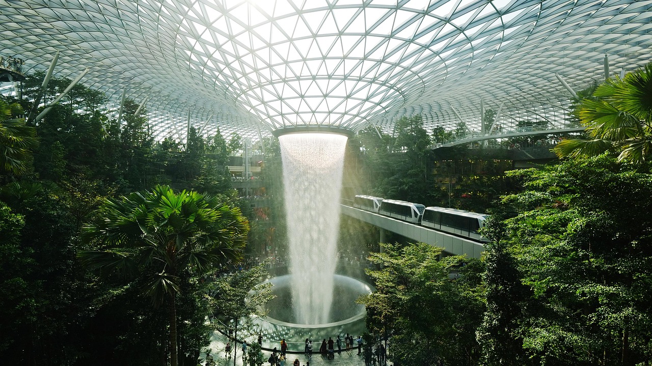 Jewel Changi Airport Rain Vortex waterfall