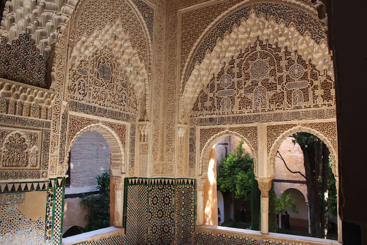 Alhambra palace interior in Granada