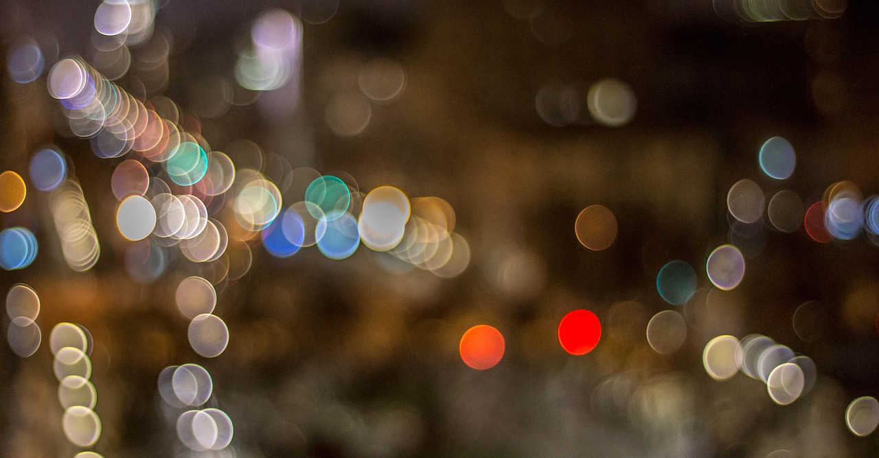 Nightlife in Barcelona with bars and lights