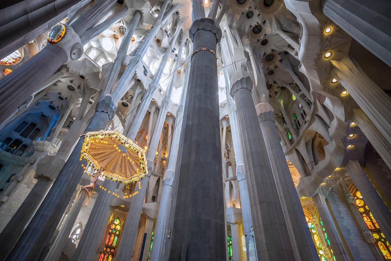 Interior of Sagrada Familia in Barcelona