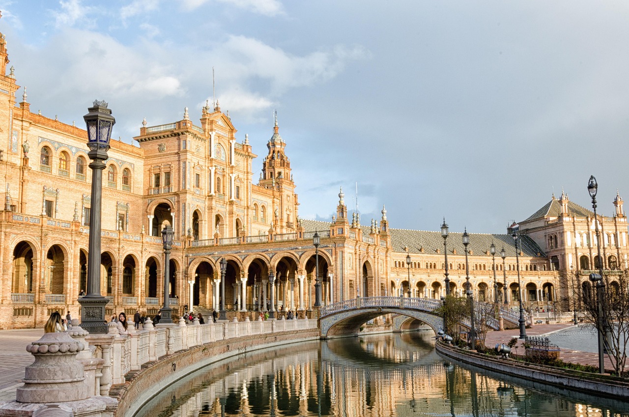 Plaza de España Seville ceramic bridge over canal