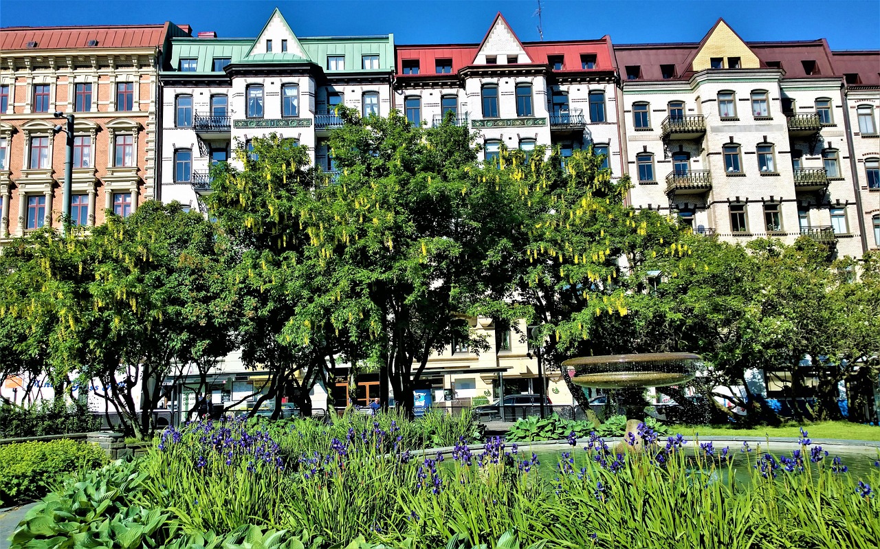 Historic stone buildings in Vasastan Gothenburg