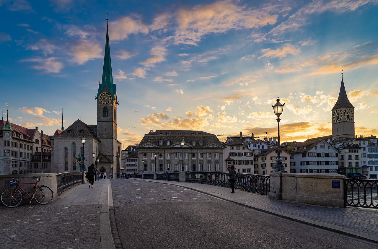 Fraumünster church and clock tower in Zurich