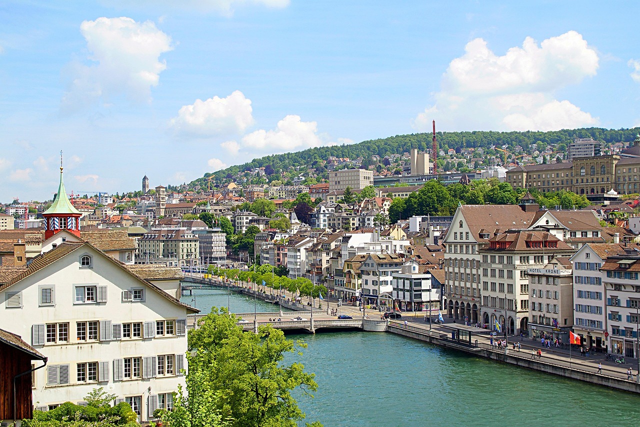 Zurich Old Town and Limmat River view