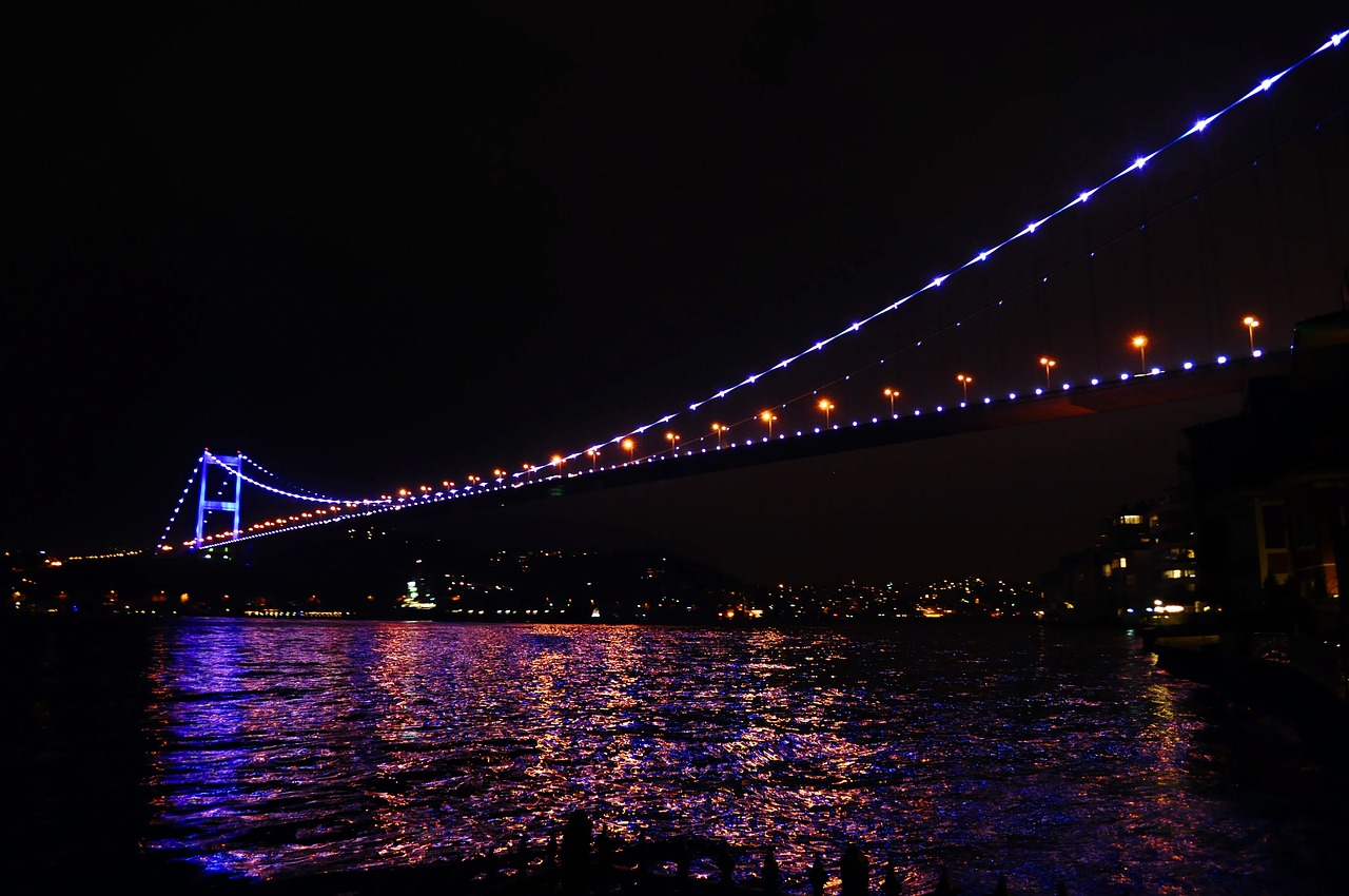 Bosphorus Bridge view from the water in Istanbul