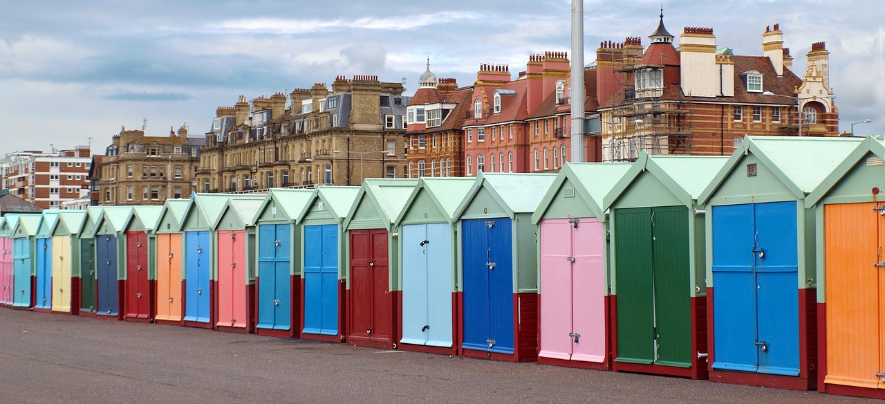 Hove beach huts near Brighton