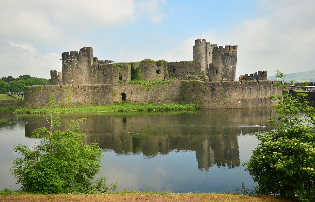 Caerphilly Castle in Cardiff, UK