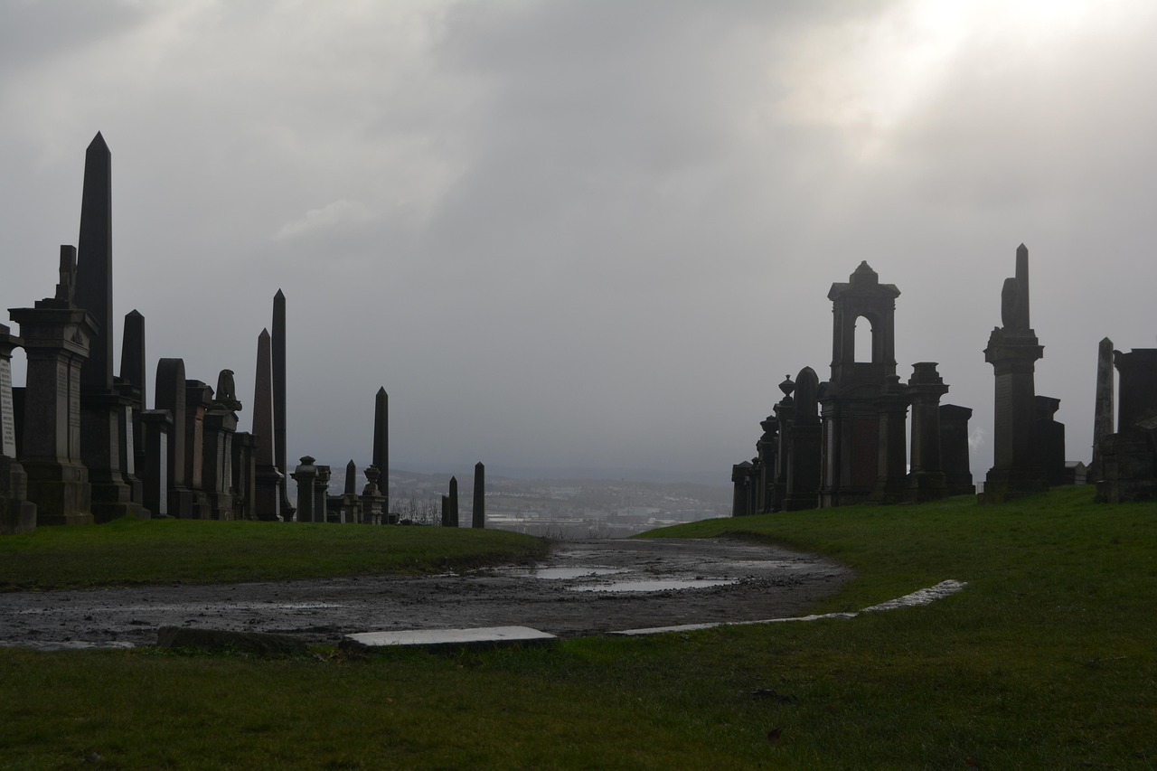 Glasgow Necropolis Victorian cemetery on a hill
