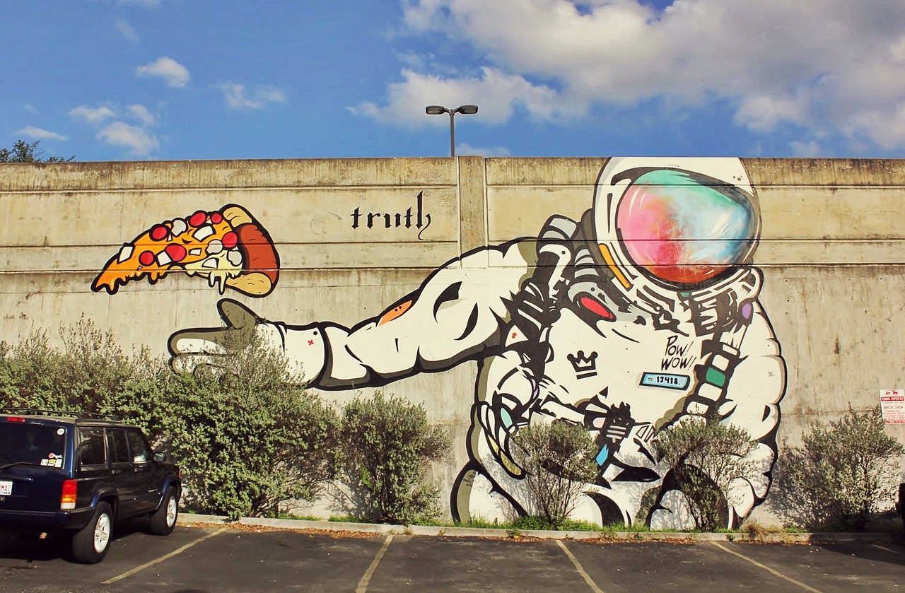 Colorful graffiti wall in Austin