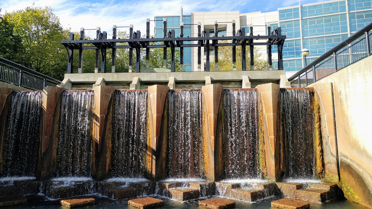 Indianapolis Canal Walk with skyline and water
