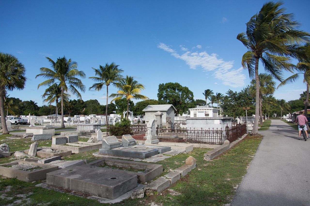 Historic Key West Cemetery with quirky headstones