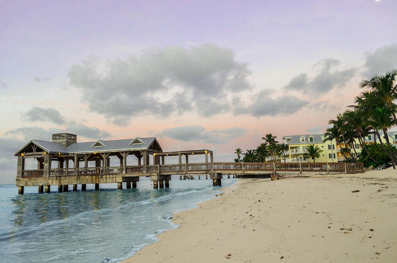 Quiet pier sunset view in Key West