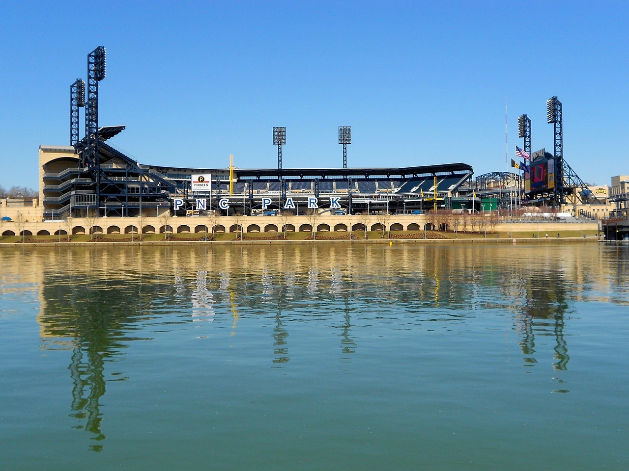 PNC Park baseball stadium with Pittsburgh skyline