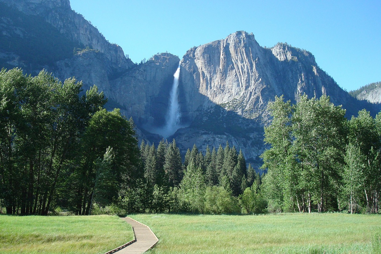 Yosemite Valley floor with meadows and cliffs